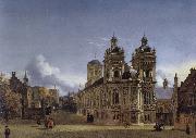 Jan van der Heyden Church Square, memories oil painting on canvas
